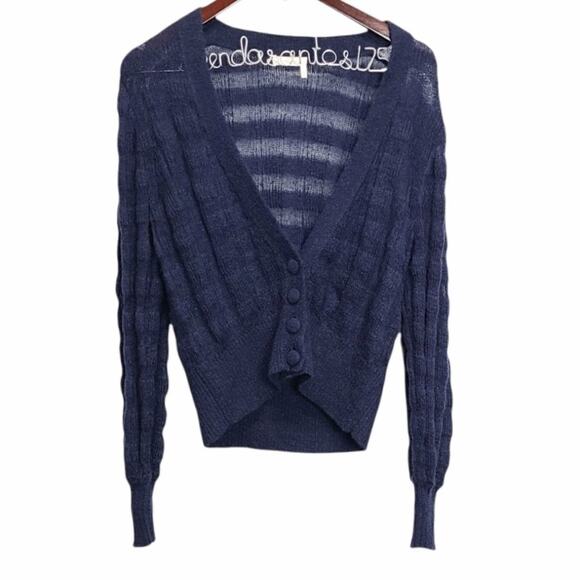 See By Chloe Womens‎ Size XS Mohair Wool Blend Blue Cardigan V Neck - Picture 1 of 9